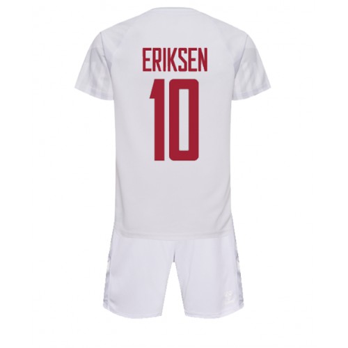 Fotballdrakt Barn Danmark Christian Eriksen #10 Bortedraktsett VM 2022 Kortermet (+ Korte bukser)